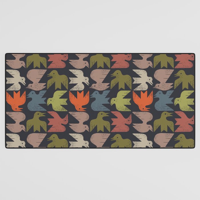 Midcentury Bird Grid (Charcoal) Desk Mat Gallery Image 3