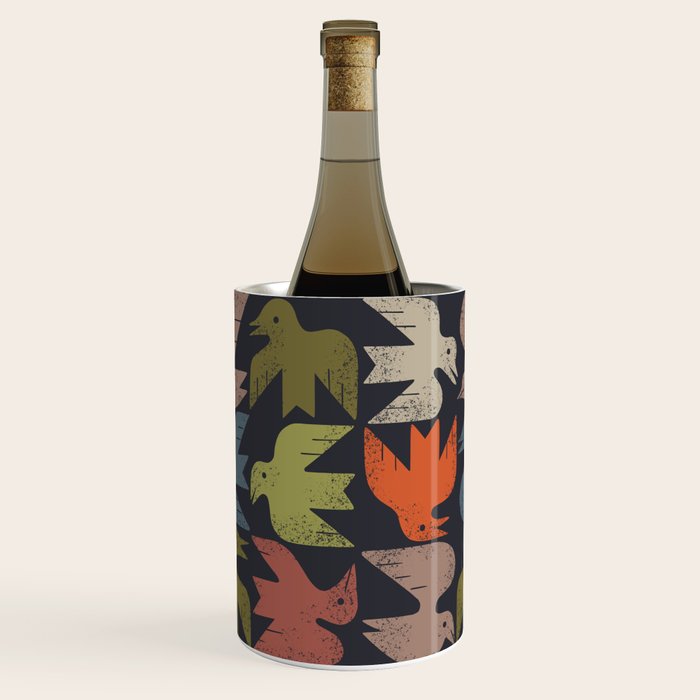 Midcentury Bird Grid (Charcoal) Wine Chiller Gallery Image 2