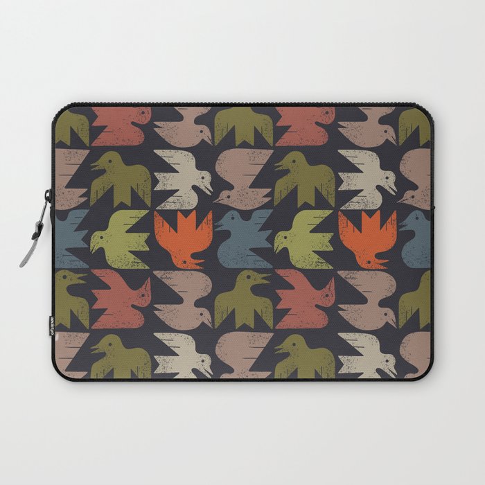 Midcentury Bird Grid (Charcoal) Laptop Sleeve Gallery Image 1