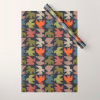 Midcentury Bird Grid (Charcoal) Wrapping Paper Gallery Image 1
