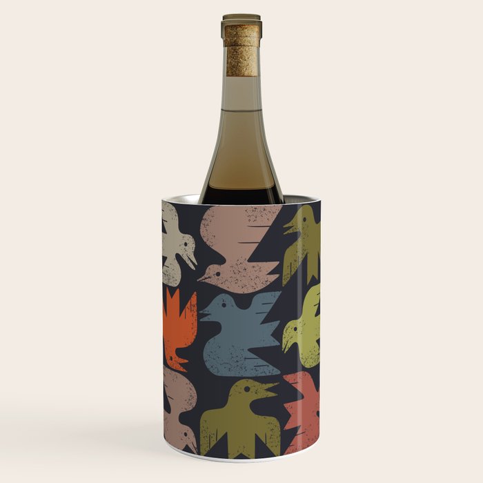 Midcentury Bird Grid (Charcoal) Wine Chiller Gallery Image 1