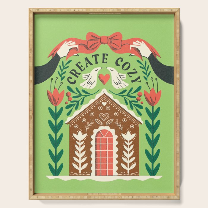 Create Cozy Festive Gingerbread House Serving Tray Gallery Image 1