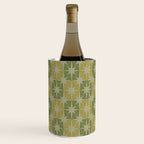 Mid Century Modern Atomic Stars Retro Checkered Starburst Pattern in Vintage Olive Green Tones Wine Chiller Gallery Image 1