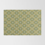 Mid Century Modern Atomic Stars Retro Checkered Starburst Pattern in Vintage Olive Green Tones Rug Gallery Image 2