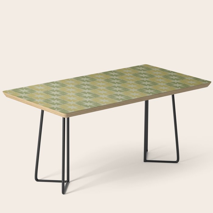 Mid Century Modern Atomic Stars Retro Checkered Starburst Pattern in Vintage Olive Green Tones Coffee Table Gallery Image 1
