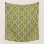 Mid Century Modern Atomic Stars Retro Checkered Starburst Pattern in Vintage Olive Green Tones Wall Tapestry Gallery Image 4