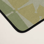 Mid Century Modern Atomic Stars Retro Checkered Starburst Pattern in Vintage Olive Green Tones Desk Mat Gallery Image 4