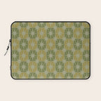 Mid Century Modern Atomic Stars Retro Checkered Starburst Pattern in Vintage Olive Green Tones Laptop Sleeve Gallery Image 1