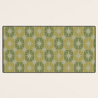 Mid Century Modern Atomic Stars Retro Checkered Starburst Pattern in Vintage Olive Green Tones Desk Mat Gallery Image 3