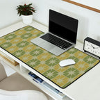 Mid Century Modern Atomic Stars Retro Checkered Starburst Pattern in Vintage Olive Green Tones Desk Mat Gallery Image 2