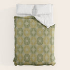 Mid Century Modern Atomic Stars Retro Checkered Starburst Pattern in Vintage Olive Green Tones Duvet Cover Gallery Image 6