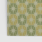Mid Century Modern Atomic Stars Retro Checkered Starburst Pattern in Vintage Olive Green Tones Poster Gallery Image 3