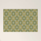 Mid Century Modern Atomic Stars Retro Checkered Starburst Pattern in Vintage Olive Green Tones Welcome Mat Gallery Image 1