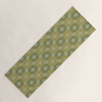 Mid Century Modern Atomic Stars Retro Checkered Starburst Pattern in Vintage Olive Green Tones Yoga Mat Gallery Image 1