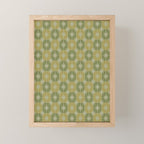 Mid Century Modern Atomic Stars Retro Checkered Starburst Pattern in Vintage Olive Green Tones Mini Art Print Gallery Image 1