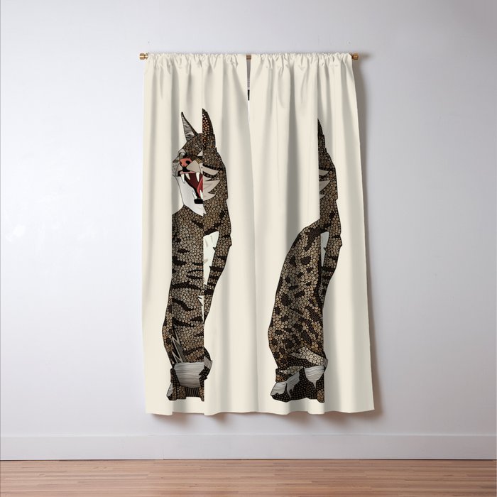 Indian desert cat off white Window Curtain Gallery Image 3