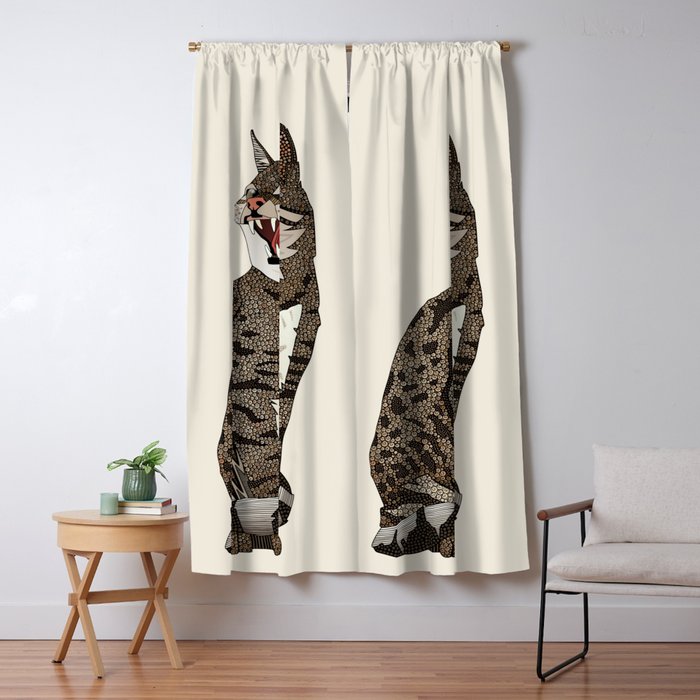 Indian desert cat off white Window Curtain Gallery Image 1
