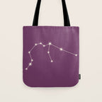 Aquarius Zodiac Star Constellation Line Art Mauve Purple Tote Bag Gallery Image 1