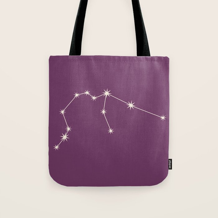 Aquarius Zodiac Star Constellation Line Art Mauve Purple Tote Bag Gallery Image 1