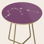 Aquarius Zodiac Star Constellation Line Art Mauve Purple Side Table Gallery Image 2