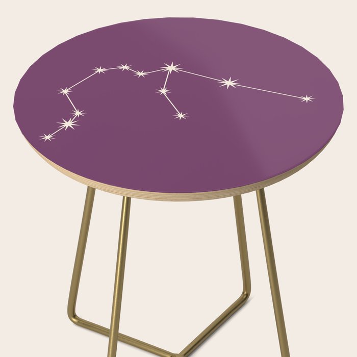 Aquarius Zodiac Star Constellation Line Art Mauve Purple Side Table Gallery Image 2