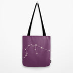 Aquarius Zodiac Star Constellation Line Art Mauve Purple Tote Bag Gallery Image 2