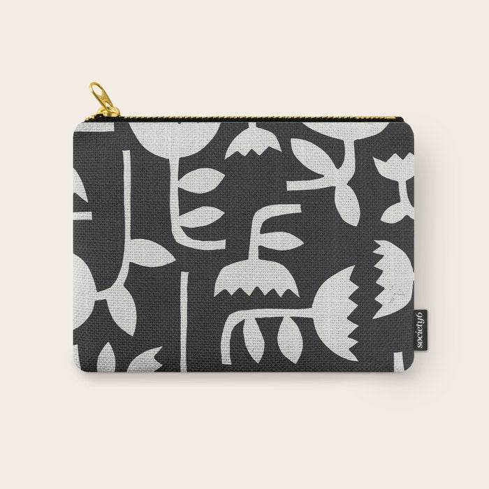 Linocut Tulip Pattern #4 Carry All Pouch Gallery Image 1