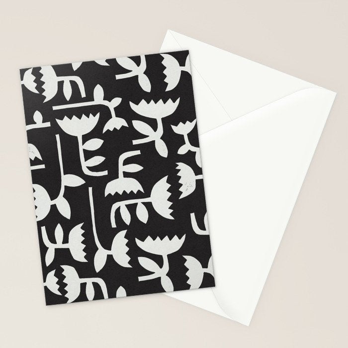 Linocut Tulip Pattern #4 Stationery Card Gallery Image 2