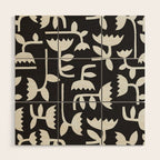 Linocut Tulip Pattern #4 Wood Wall Art Gallery Image 1