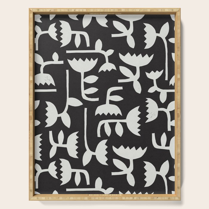 Linocut Tulip Pattern #4 Serving Tray Gallery Image 1