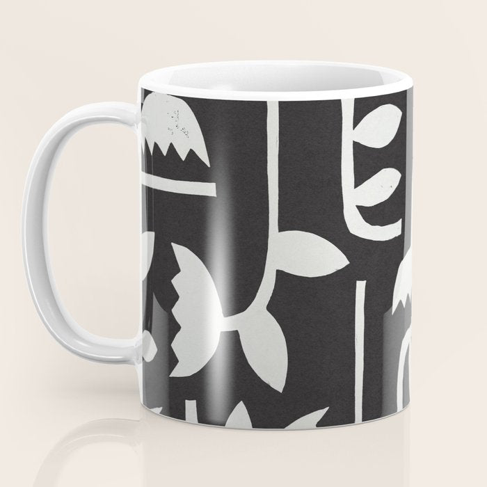 Linocut Tulip Pattern #4 Coffee Mug Gallery Image 3