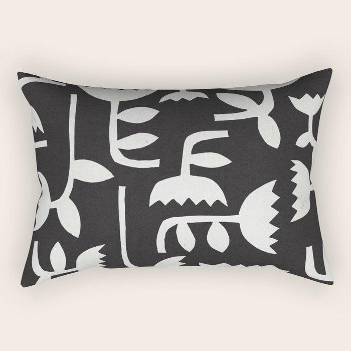 Linocut Tulip Pattern #4 Rectangular Pillow Gallery Image 2