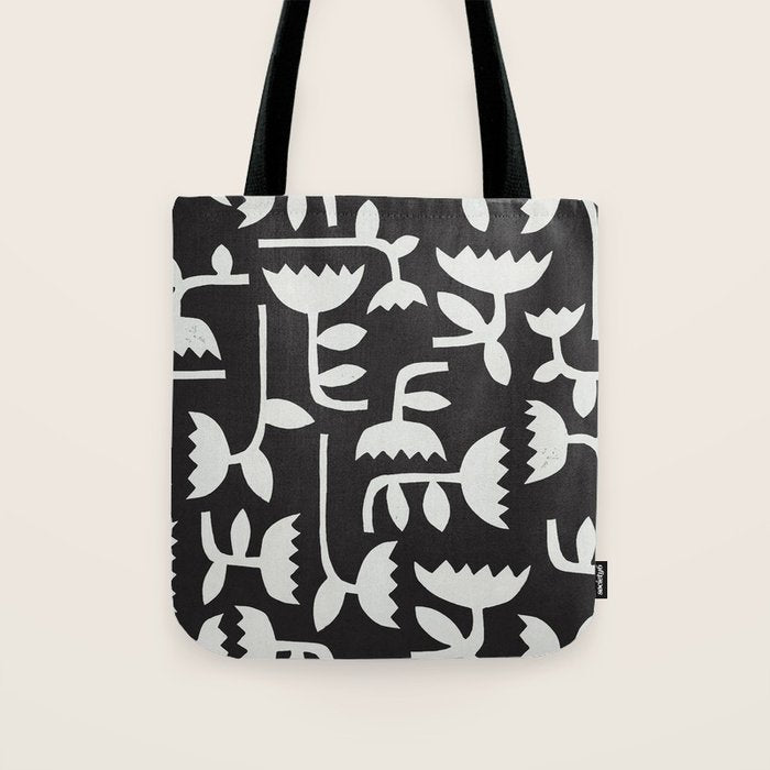 Linocut Tulip Pattern #4 Tote Bag Gallery Image 1
