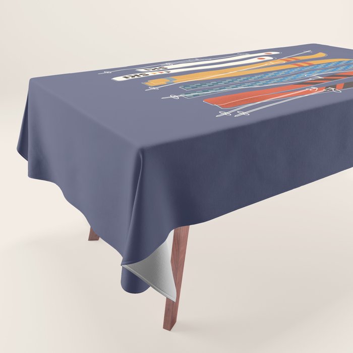 Retro Colorful Skis Tablecloth Gallery Image 1
