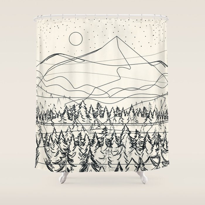 Minimal Line Mountain Beauty III Shower Curtain Gallery Image 1