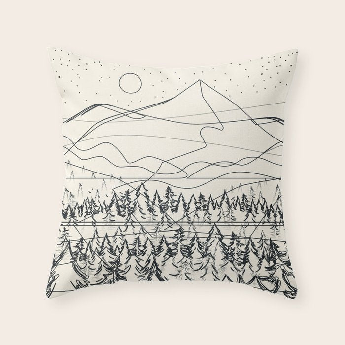 Minimal Line Mountain Beauty III Throw Pillow Gallery Image 6