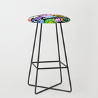 Retro cartoon sticker label pattern Stool Gallery Image 1