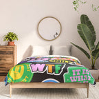 Retro cartoon sticker label pattern Comforter Gallery Image 3