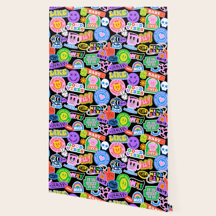 Retro cartoon sticker label pattern Wallpaper Gallery Image 2