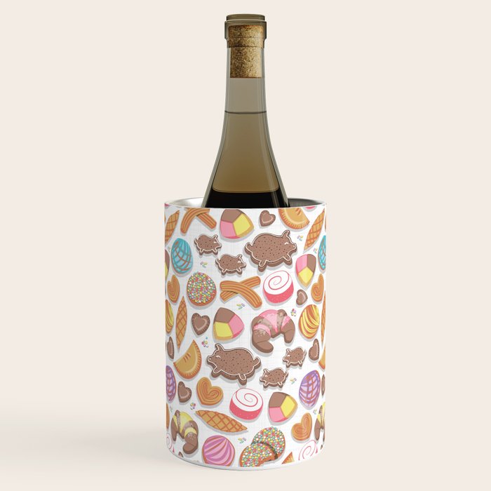 Mexican Sweet Bakery Frenzy // white background // pastel colors pan dulce Wine Chiller Gallery Image 1