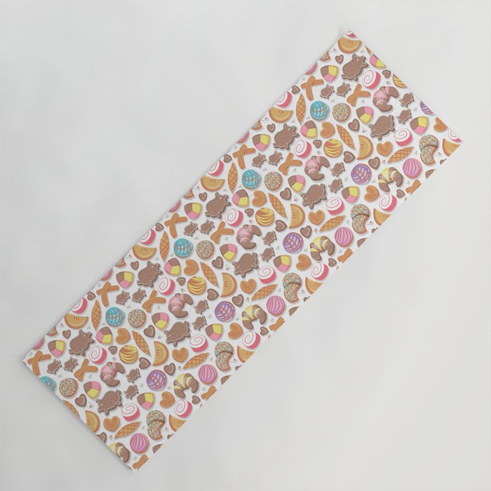 Mexican Sweet Bakery Frenzy // white background // pastel colors pan dulce Yoga Mat Gallery Image 1