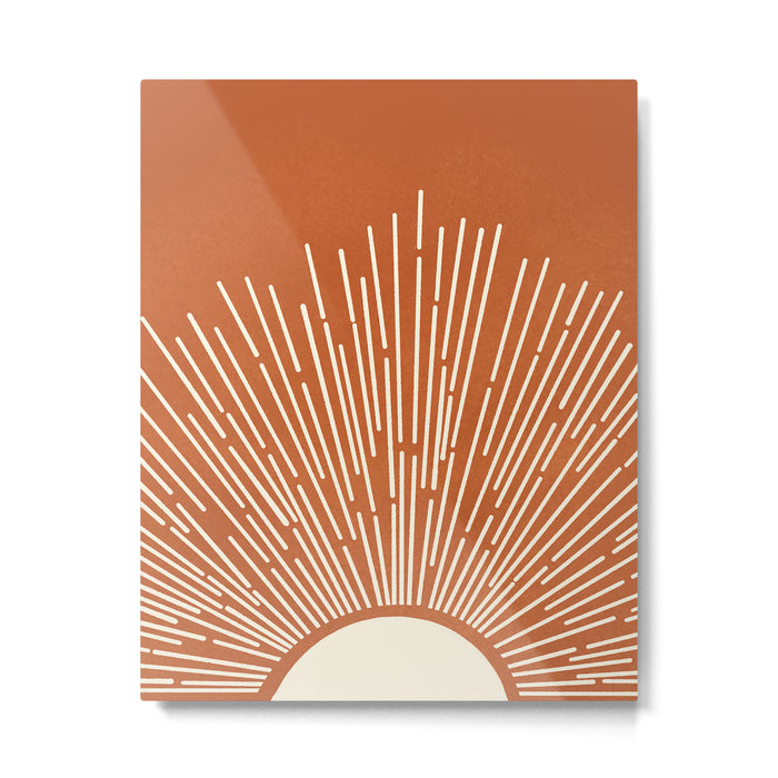 Terracota Minimalist Sun Metal Print Gallery Image 1