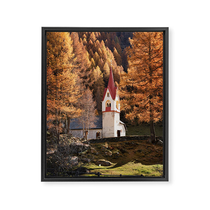Autumn in Dolomites Italy Travel Photography Framed Canvas Print Gallery Image 1