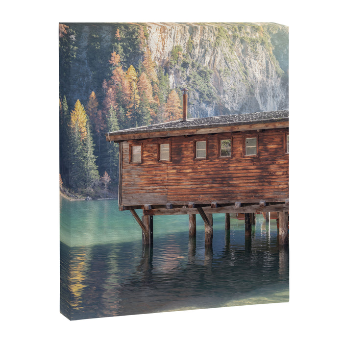Autumn Serenity at Lake Braies Dolomites Italy Travel Photography Canvas Print Gallery Image 1
