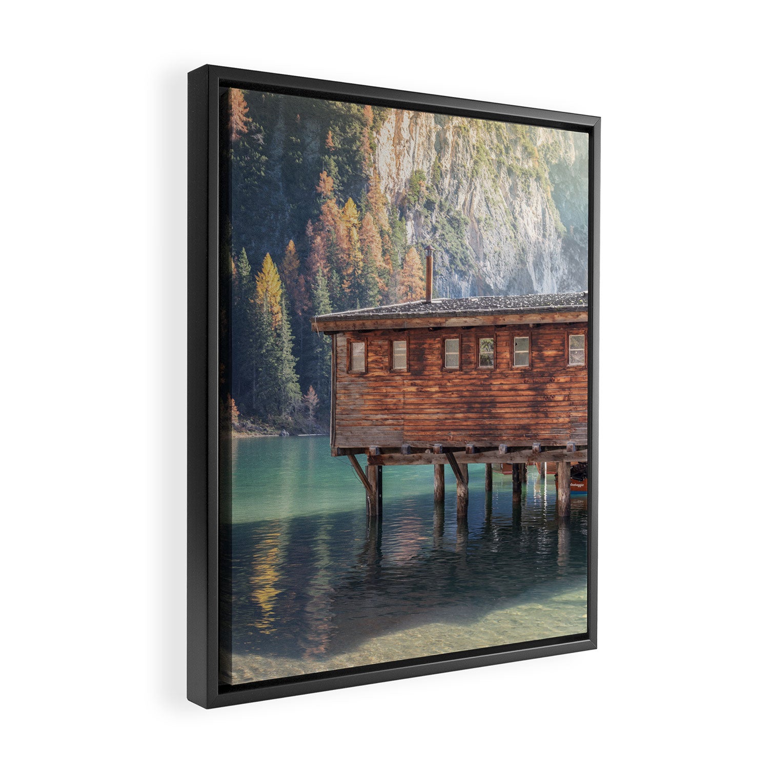 Autumn Serenity at Lake Braies Dolomites Italy Travel Photography Framed Canvas Print Gallery Image 2