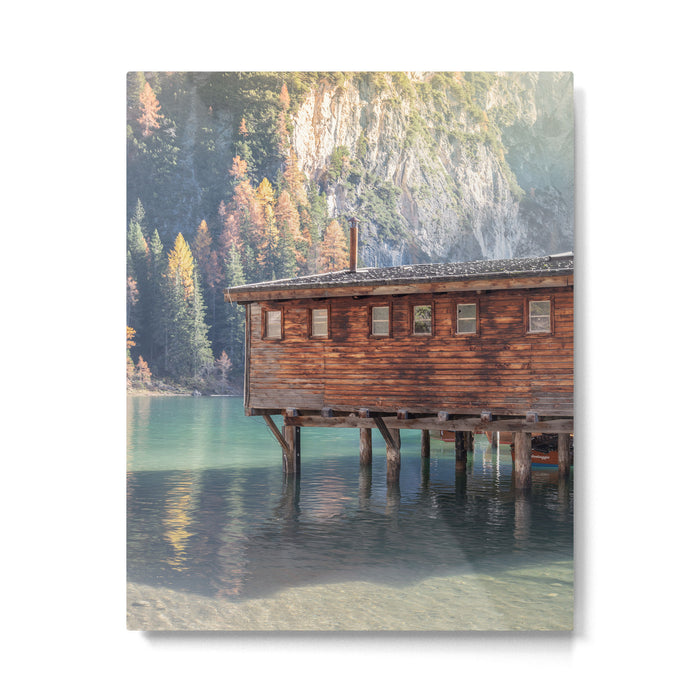 Autumn Serenity at Lake Braies Dolomites Italy Travel Photography Metal Print Gallery Image 1