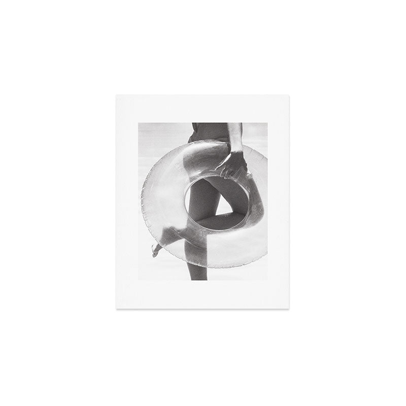 Black And White Film Photography - Girl On The Beach - Minimalist Summer Photo Art Print - Modern Photograph - Photographs Art Print Gallery Image 1