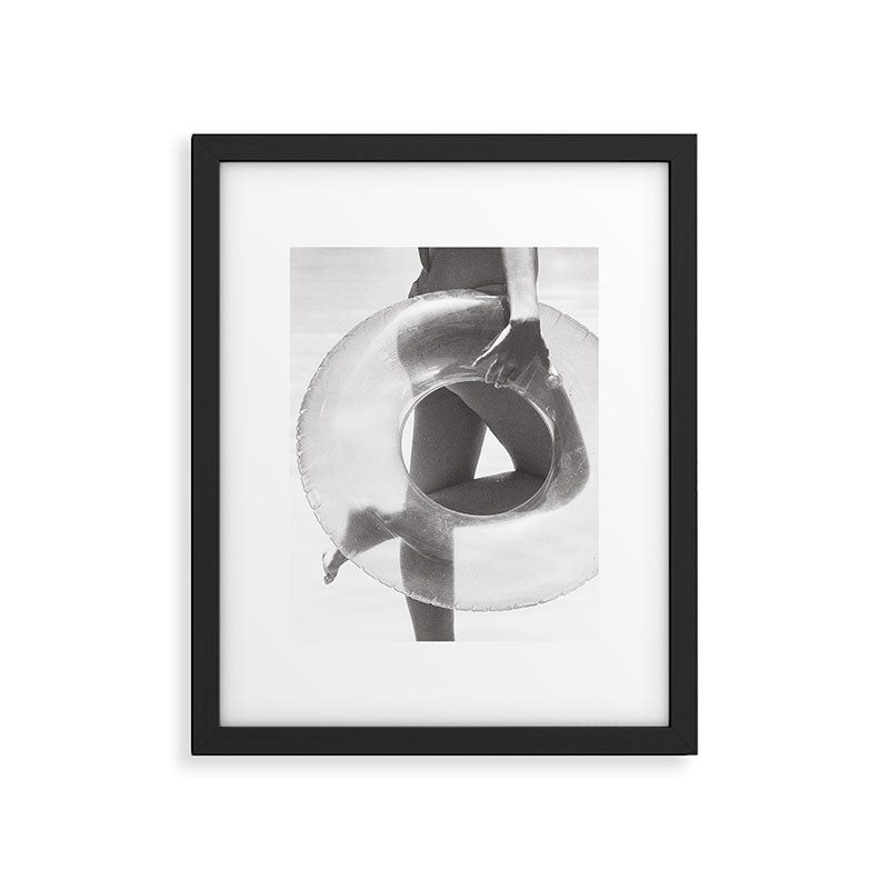 Black And White Film Photography - Girl On The Beach - Minimalist Summer Photo Art Print - Modern Photograph - Photographs Framed Art Print Gallery Image 5
