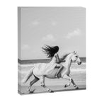 Boho Horse Riding Black White Beach Photography Canvas Print Gallery Image 6
