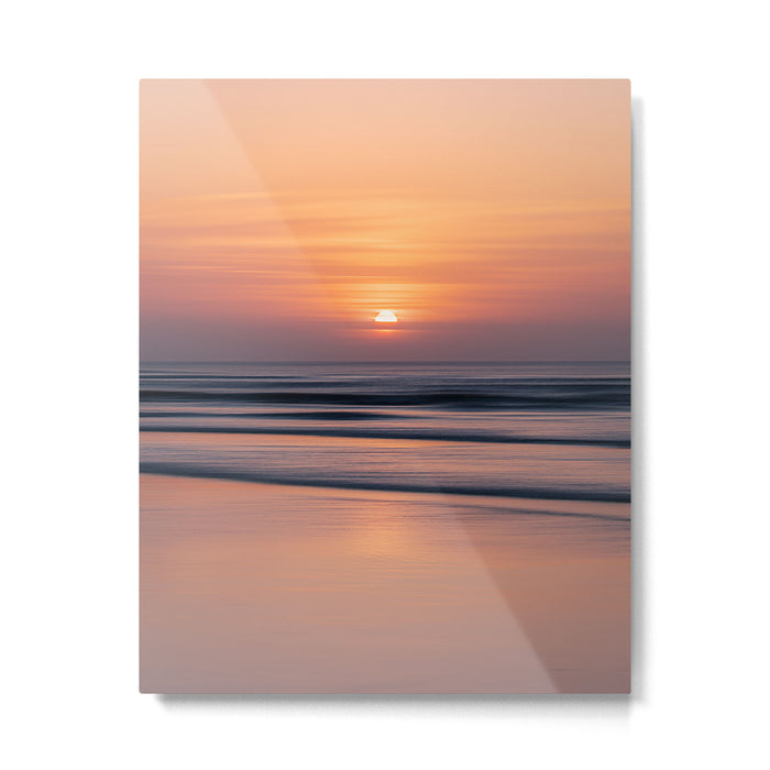 Calm Pastel Sunset Over Ocean Coastal Wall Art Photography Metal Print Gallery Image 1